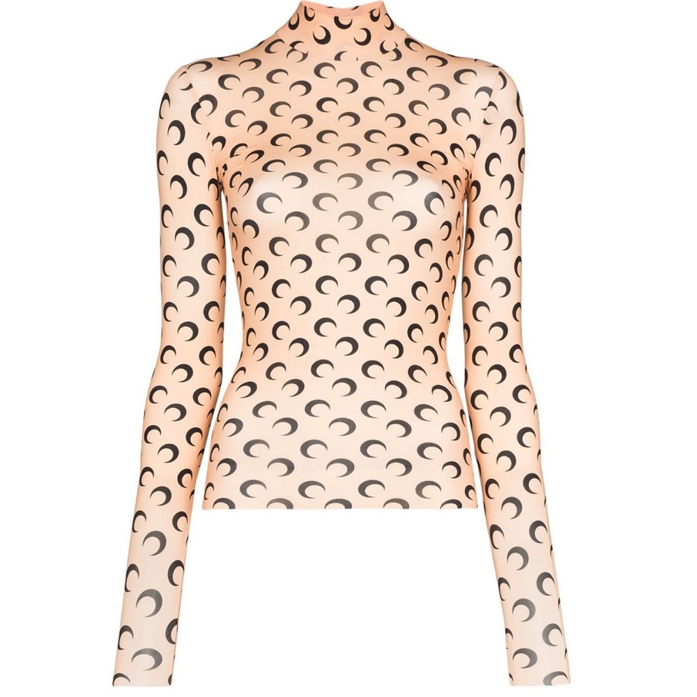 MARINE SERRE β’ Moon Print Turtleneck Second Skin Top - Picture 8 of 16
